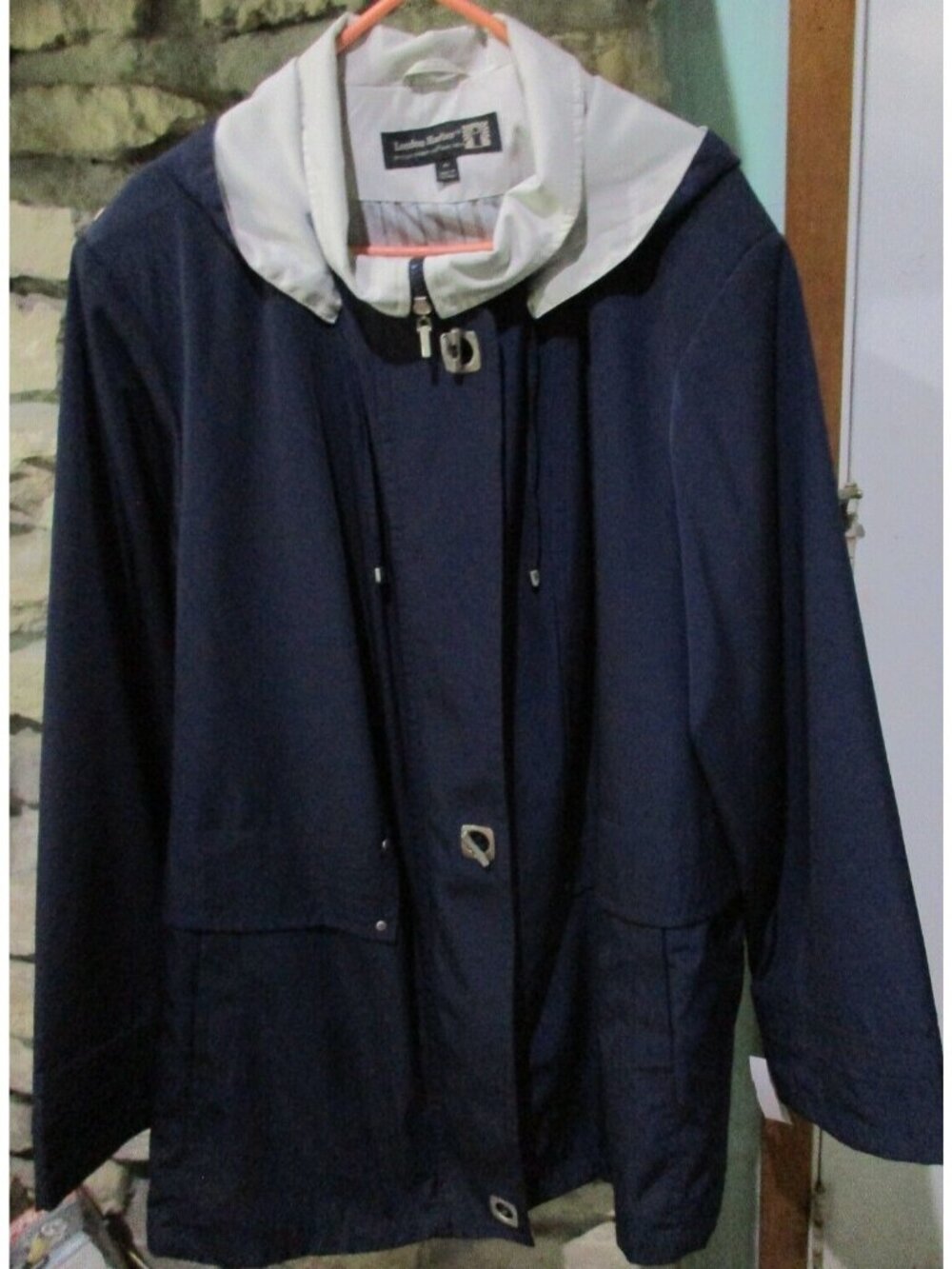 Women's Dark Navy Blue w/ Beige 4X Lined Jacket Zip Toggle - London Harbor